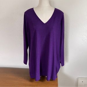 100% Merino Wool Purple VNeck 2x Eileen Fisher Sweater